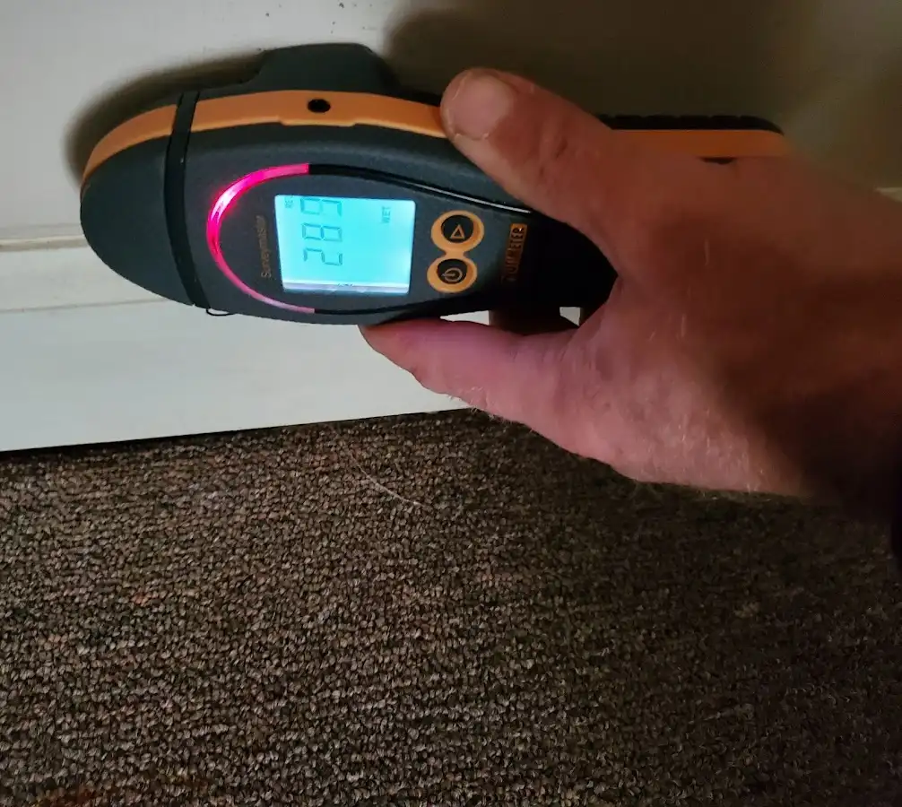 Moisture detection at baseboard during Sewage Cleanup & Sanitation in Luling